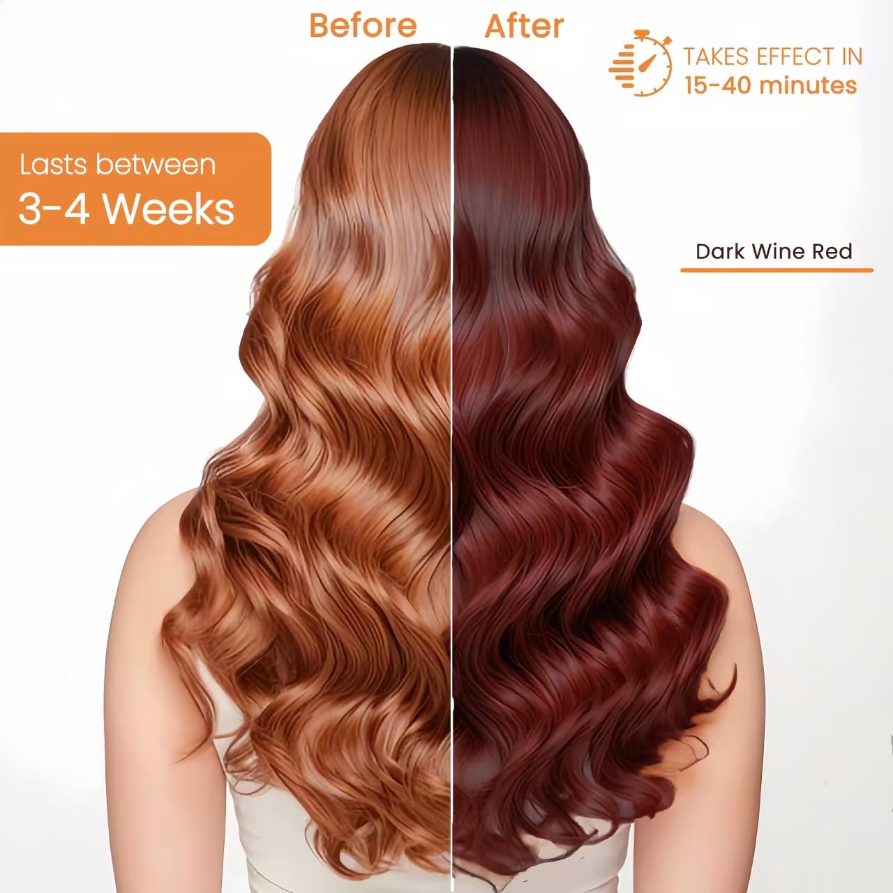 Fedulili Hair Dye Shampoo 3-in-1 Champu Para Canas Mujer, Instant Dark Wine Red Herbal Hair Color Treated Shampoo, Burgundy Long Lasting Easy to Use for Women Men, 500ml