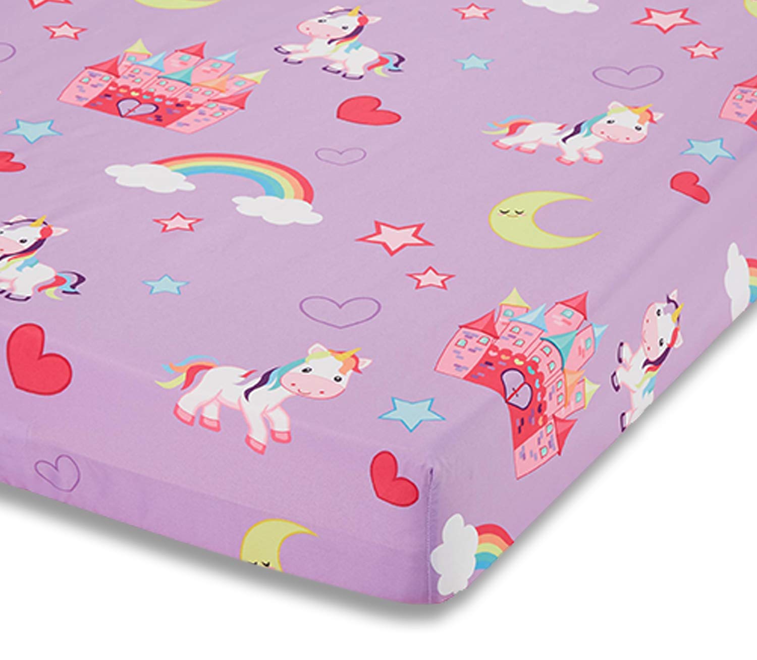 EVERYDAY KIDS Baby Girl Fitted Crib Sheet Unicorn Dreams, 100% Soft Microfiber, Breathable Baby Sheet, Fits Standard Size Crib Mattress 28in x 52in, Nursery Sheet