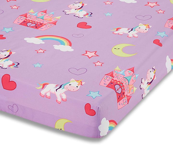 EVERYDAY KIDS Baby Girl Fitted Crib Sheet Unicorn Dreams, 100% Soft Microfiber, Breathable Baby Sheet, Fits Standard Size Crib Mattress 28in x 52in, Nursery Sheet