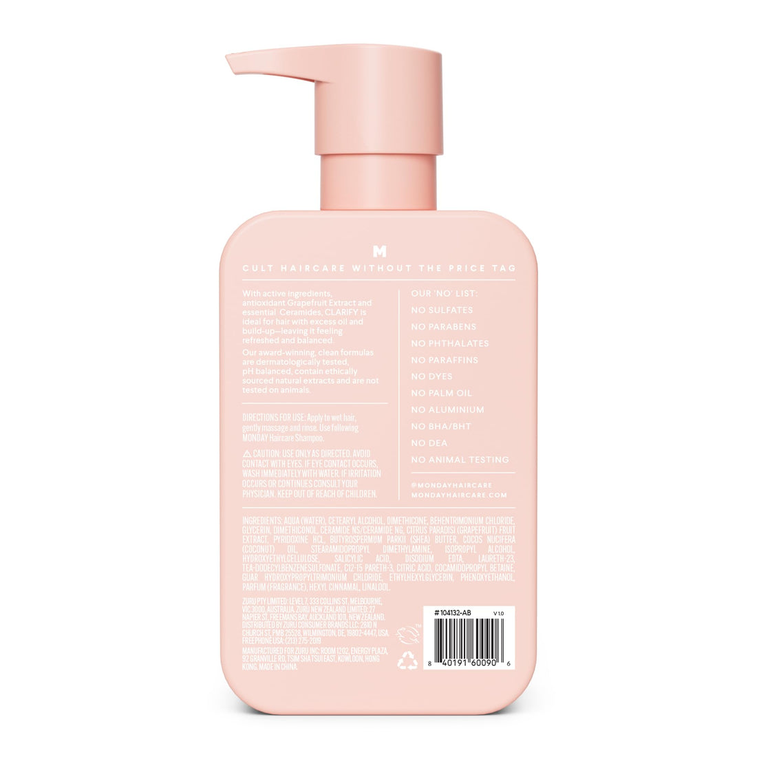 MONDAY HAIRCARE Clarify Conditioner 12 oz. (354 ML) for Oily Hair, Made with Grapefruit Extract, Coconut Oil, Shea Butter, Vitamin E and Provitamin B5