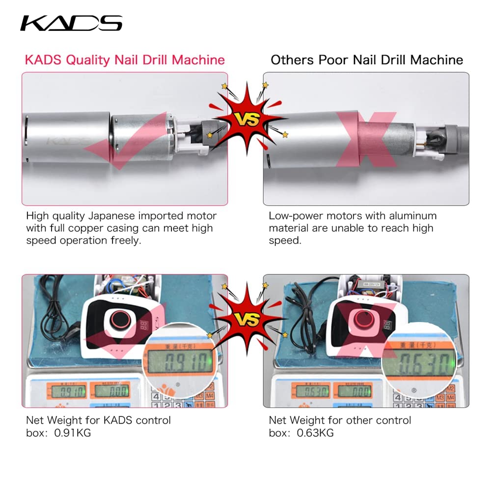 KADS New Arrival 300-35000RPM White Nail Equipment Manicure Pedicure Tools Electric Nail Art Drill Pen Machine Set for Nail Art