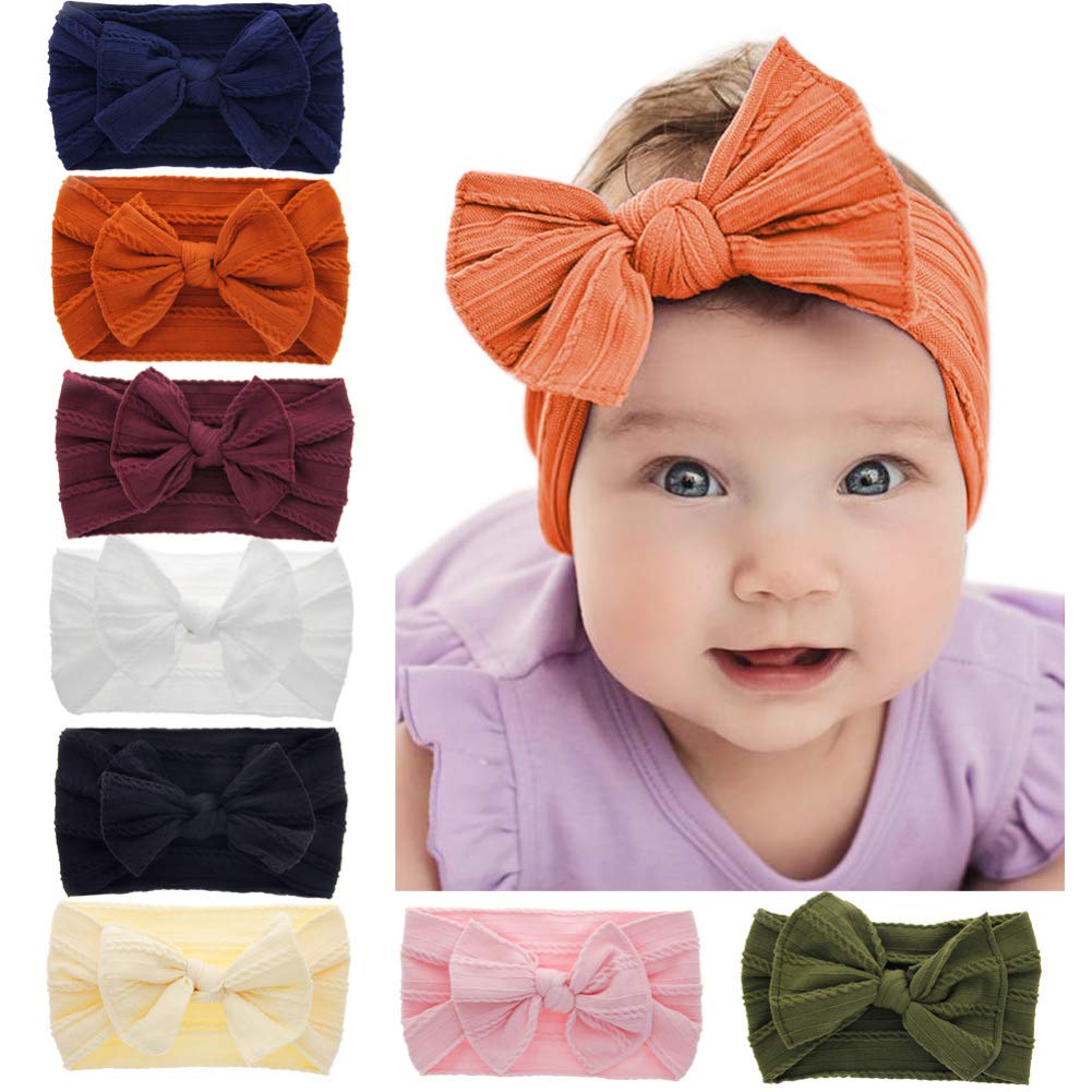 Baby Bow Headbands Turban Knotted, Girl's Hairbands for Newborn,Toddler and Childrens (8 Pack)