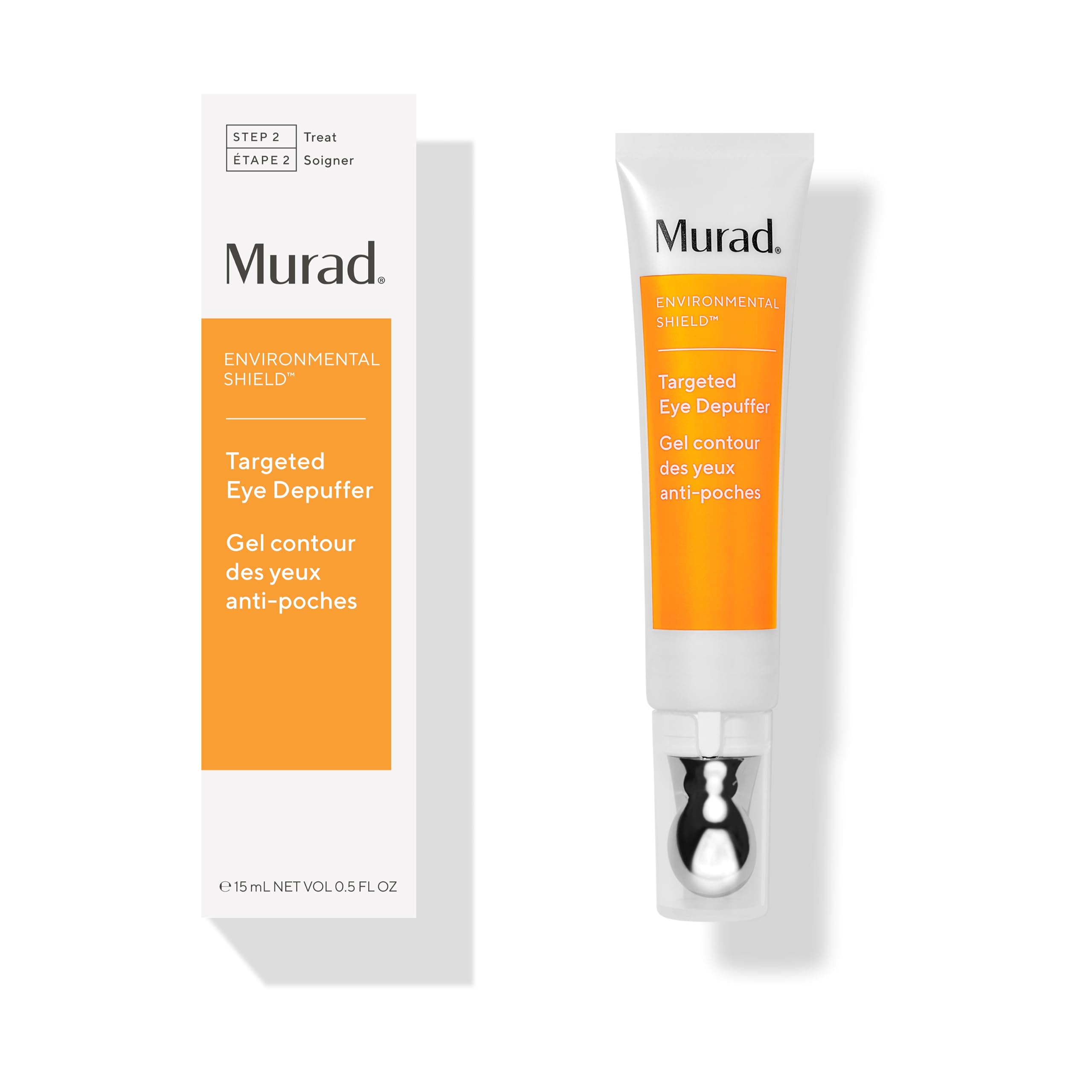 Murad Targeted Eye Depuffer - Visibly Brightens, Depuffs, and Firms Under-Eyes - Anti-Aging Eye Cream - Ginseng, Lily, and Caffeine Massage Away Puffiness and Under-Eye Bags - 0.5 FL OZ