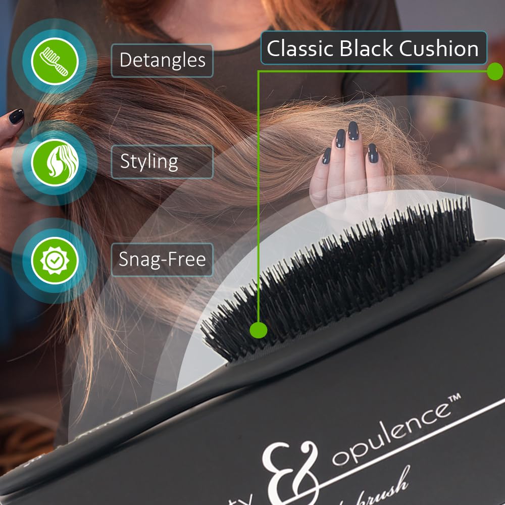 Remy Soft Beauty & Opulence Boar Bristle Brush Safe For Hair Extensions, Weaves And Wigs