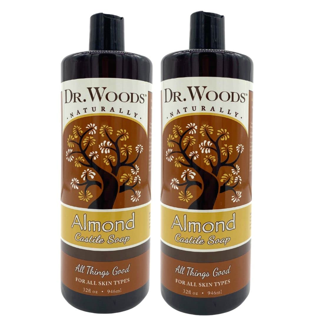 Dr. Woods Pure Almond Liquid Castile Soap, 32 Ounce (Pack of 2)