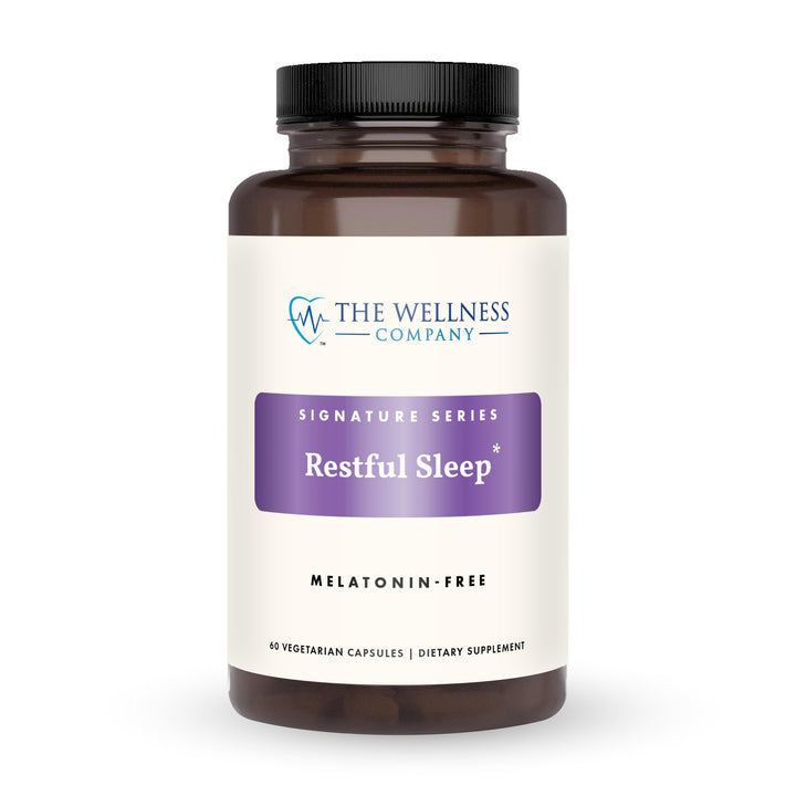 The Wellness Company Restful Sleep | 60 Capsules (1 Month Supply) | Natural Melatonin-Free Sleep Support | Non-GMO, Vegan, Gluten Free | for Gently Calming and Relaxing Mind and Body