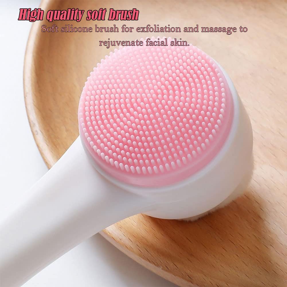 AKOAK 1 Pack Double-sided Cleansing Brush, Silicone Manual Cleansing, Deep Cleansing, for Pore Cleaning, Exfoliating, Blackhead Removal and Massage
