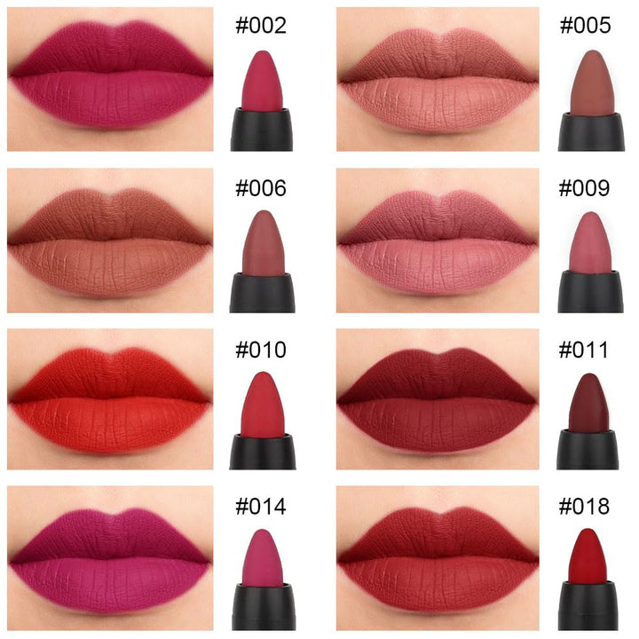 evpct 8Pcs Matte Lipstick and Lip Crayon Lip Liner Pencil Pen Set for Women Dark Ruby Deep Red Nude Beige Chestnut Brown Mauve Plum Purple Wine Red Matte Lip Liner Crayon and Liquid Lipstick 03