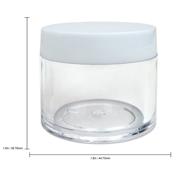 (Quantity: 30 Pieces) Beauticom 30G/30ML (1 Oz) Round Clear Jars with WHITE Flat Top Lids for Beads