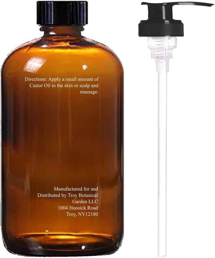 Essentially KateS Castor Oil 16 Fl Oz (Glass Bottle) - Biotin + Vitamin E - A Huge Glass Bottle with a Pump - 100% Pure and Natural, Cold Pressed, and Hexane-Free - Hair Oil, Body Oil