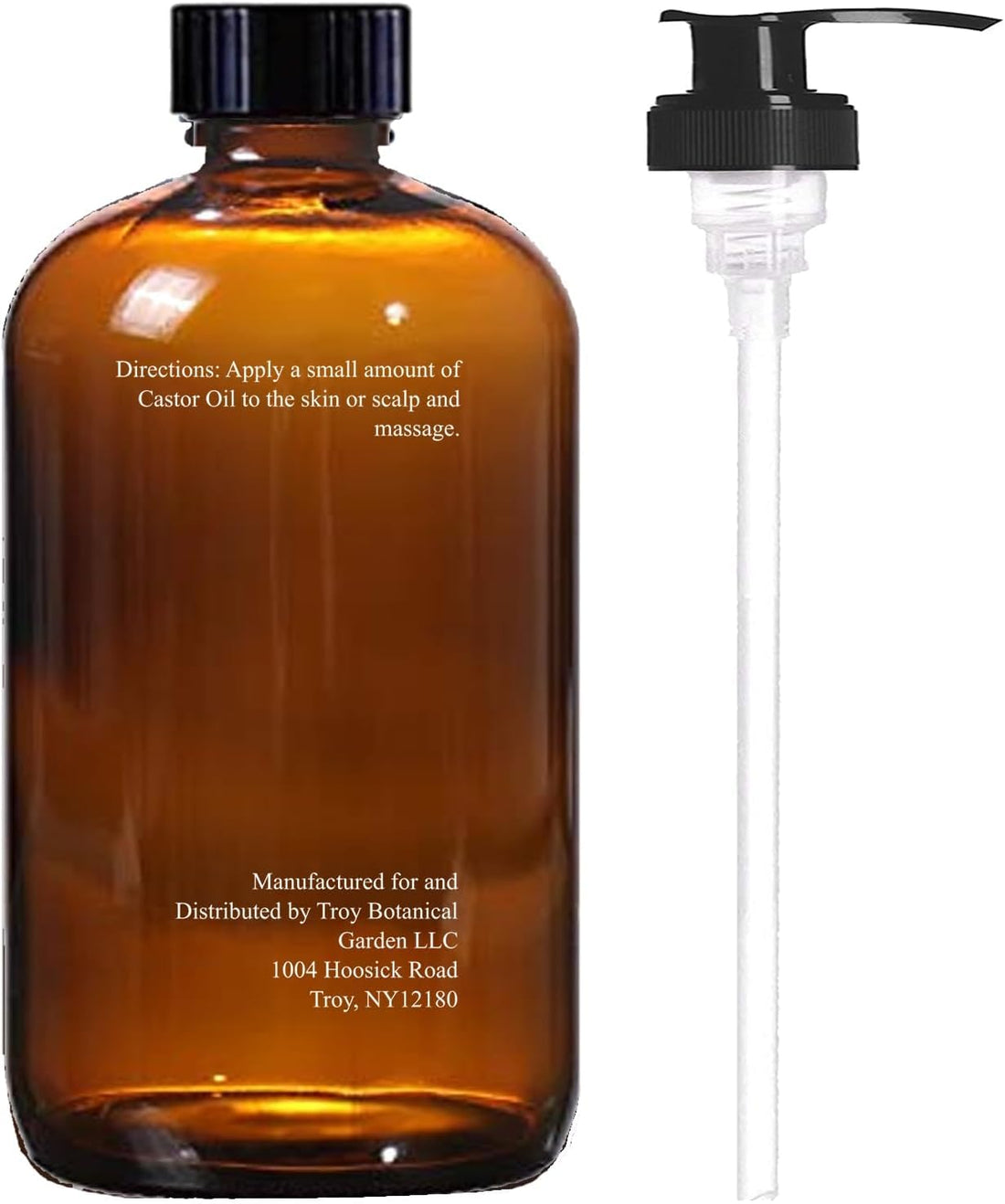 Castor Oil 16 Fl Oz (Glass Bottle) - Camelia Japonica + Rosemary - A Huge Glass Bottle with a Pump - 100% Pure and Natural, Cold Pressed, and Hexane-Free - Hair Oil, Body Oil