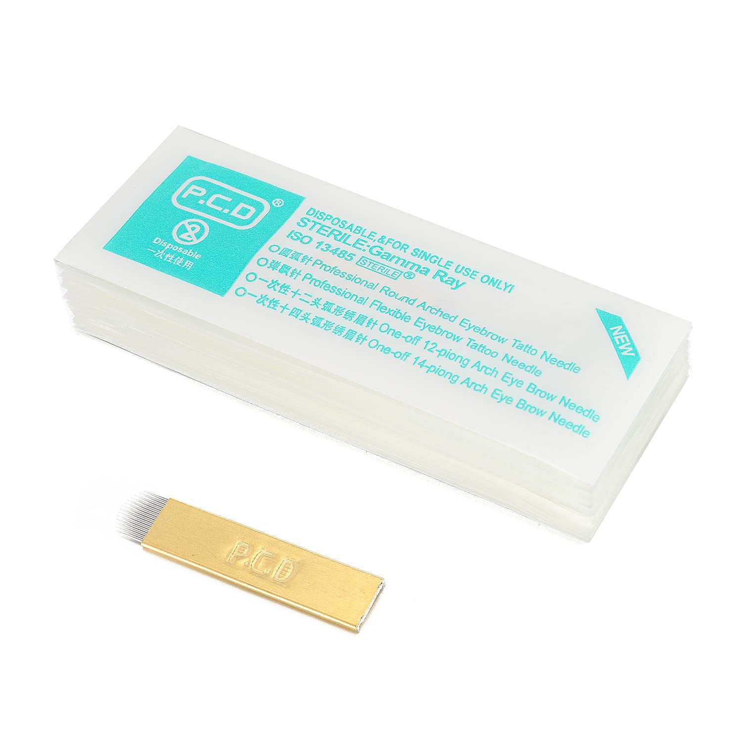 Microblading Needles,New Star Tattoo 50pcs 12 Pin Permanent Makeup Blades Manual Eyebrow Tattoo Curved Blade 12 Sloped Needles for Microblading Pen,Microblading Supplies,Microblading Kits