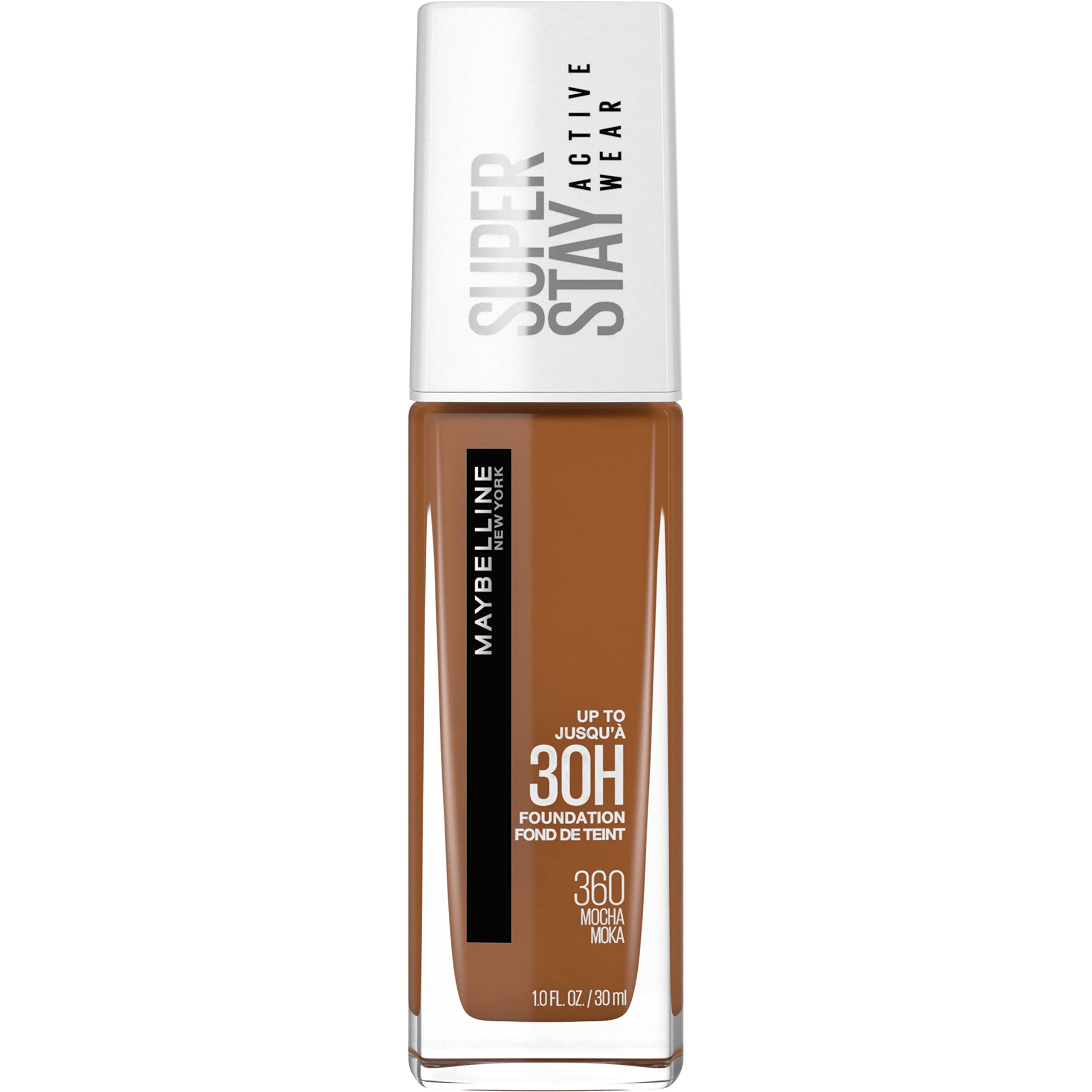 Maybelline Super Stay Full Coverage Liquid Foundation Active Wear Makeup, Up to 30Hr Wear, Transfer, Sweat & Water Resistant, Matte Finish, Mocha, 1 Count