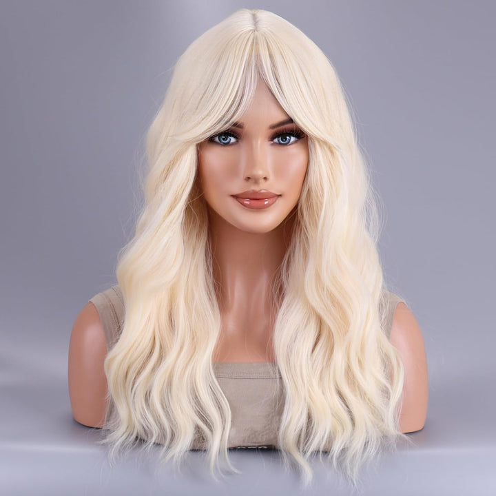 AneShe Ombre Wig Long Wavy 2 Tone Black and Purple Ombre Wig Dark Roots Heat Resistant Fiber Full Wigs for Women (Black to Purple)