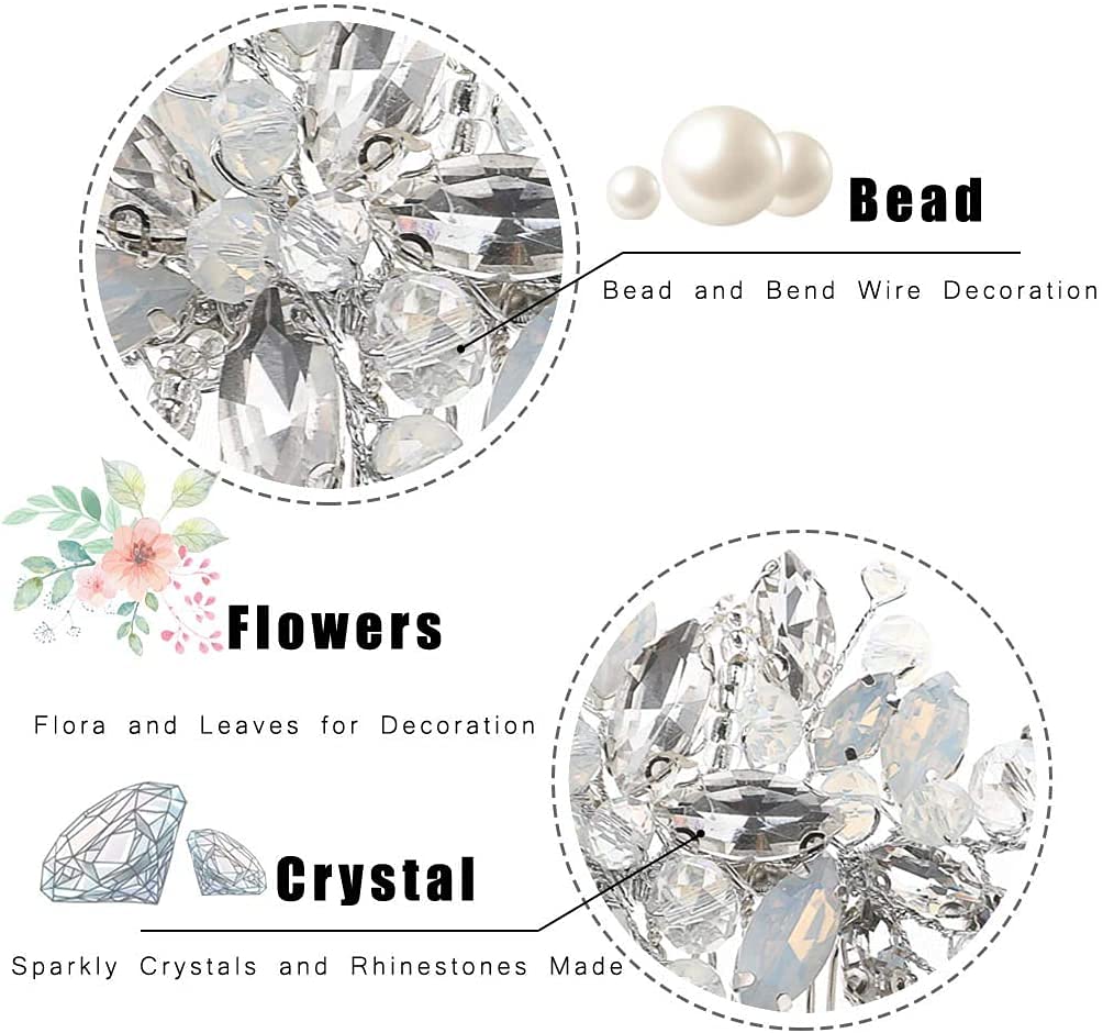 Yean Wedding Hair Comb Silver Rhinestones Blue Opal Crystal Vintage Bridal Hair Clips Combs for Brides and Bridesmaids