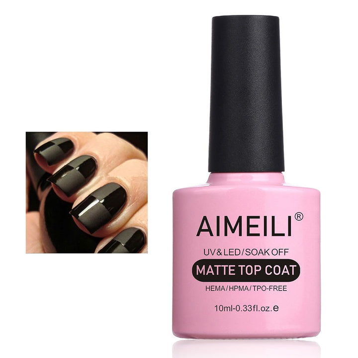 matte top coat : AIMEILI Soak Off UV LED Gel Nail Polish - No Wipe Matte Top Coat 10ml