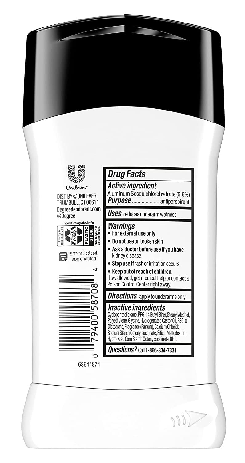 Degree Men Ultra Clear Black Plus White Antiperspirant Deodorant 2.7 Ounce (Pack of 3)