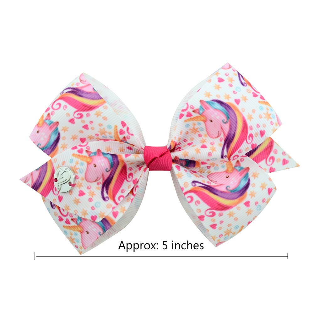 [6Pack/Set] 5In Cute Mermaid Rainbow Colorful Grosgrain Ribbon Hair Bow Alligator Clip Accessories (Mermaid Series)