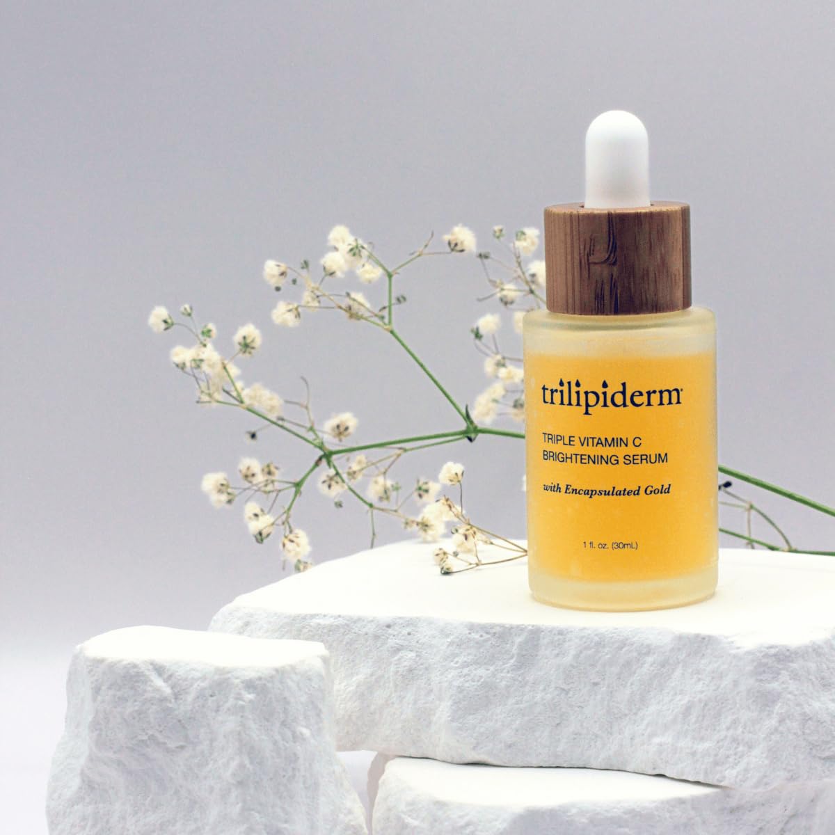 Trilipiderm Triple Vitamin C Serum W/Hyaluronic Acid & Encapsulating Gold, Skin Firming Moisturizer for Anti Aging Skincare Routine, Minimizes Fine Lines, Boost Collagen & Evens Skin Tone