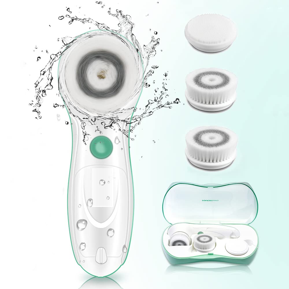 TOUCHBeauty AS-0759A 3-IN-1 Rotary Facial Cleanser Set with 3 Replacement Brush Head for Oily Combination Skin/Sensitive Skin/Exfoliation