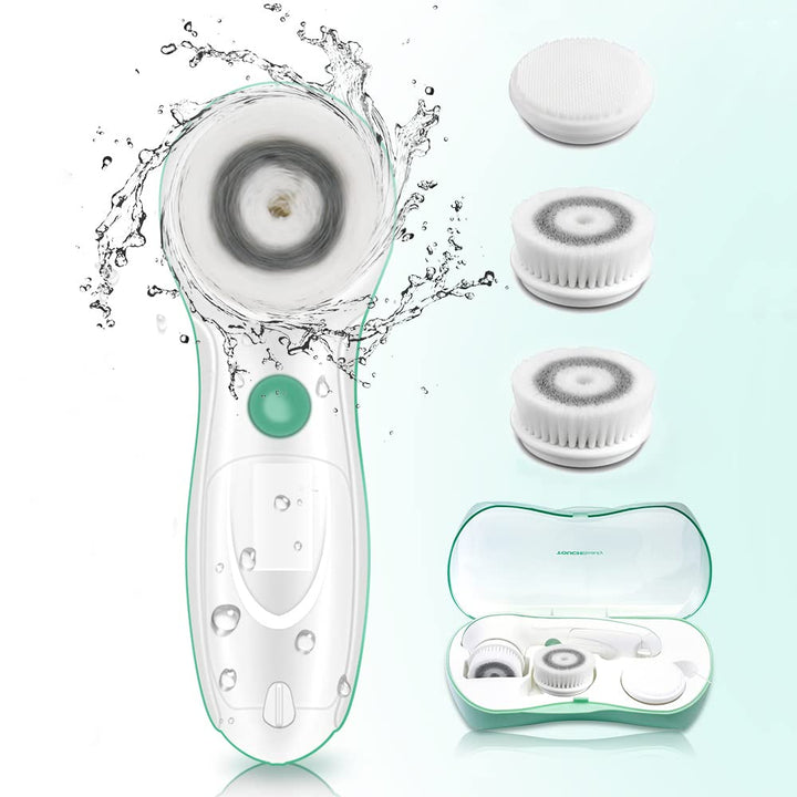 TOUCHBeauty AS-0759A 3-IN-1 Rotary Facial Cleanser Set with 3 Replacement Brush Head for Oily Combination Skin/Sensitive Skin/Exfoliation