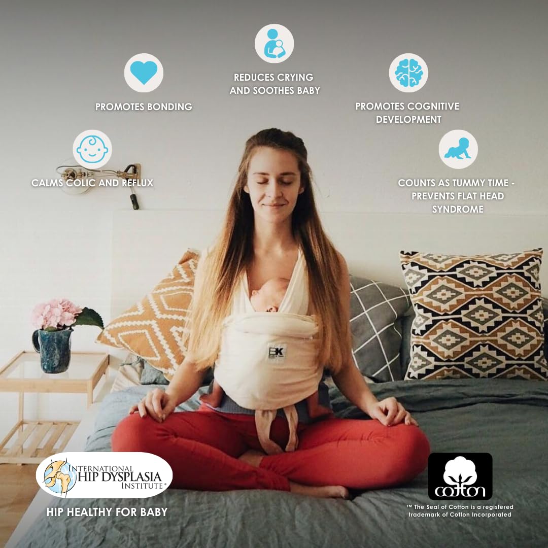 Organic Baby K'tan Baby Carrier 100% GOTS Certified Cotton: #1 Easy Pre-Wrapped 5 in 1 Baby Sling | Ready to Wear | Pillowy Soft Hands Free Infant Wrap | Newborn to Toddler up to 35lb (See Size Chart)