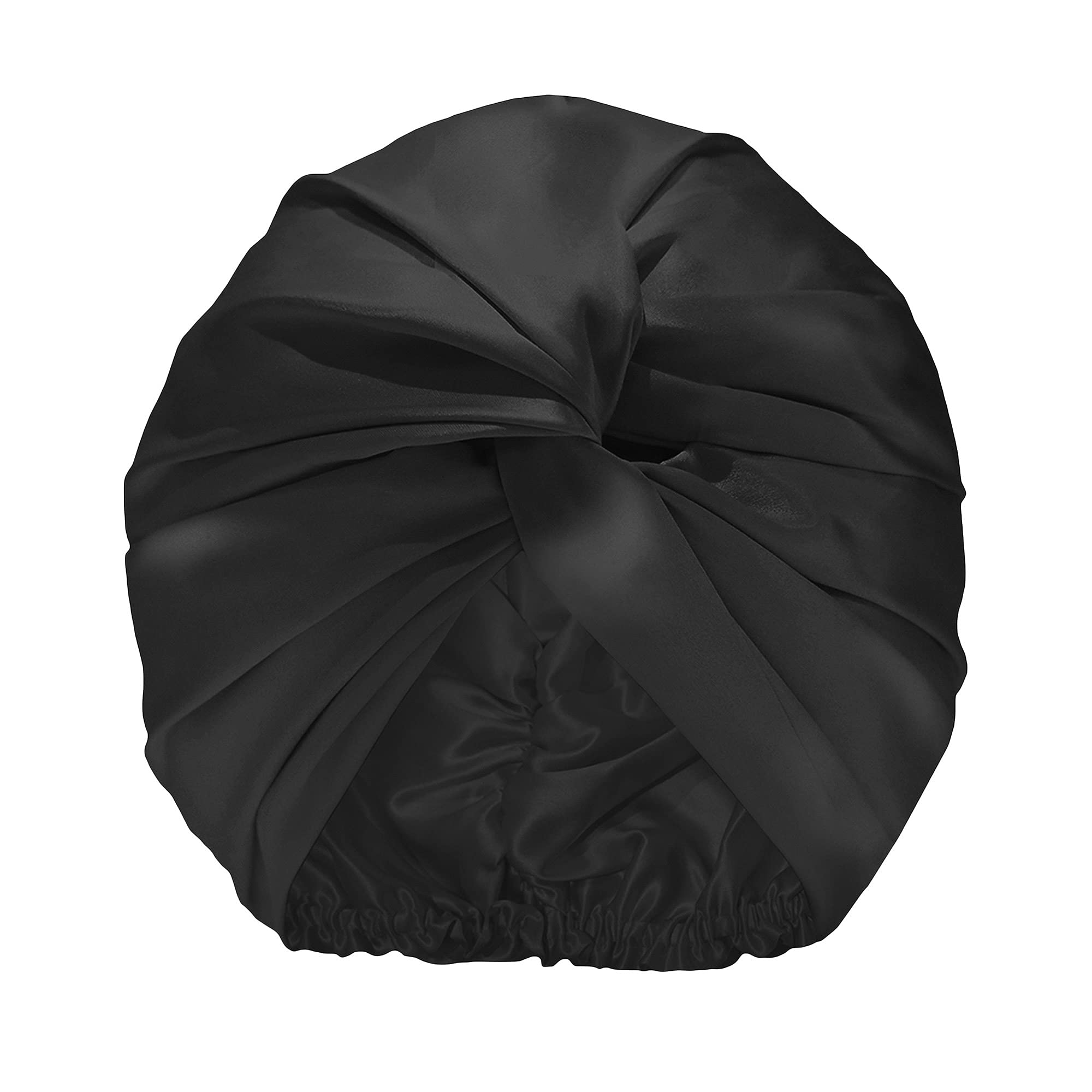 Slip Silk Black Turban - Slipsilk Pure Mulberry 22 Momme Silk