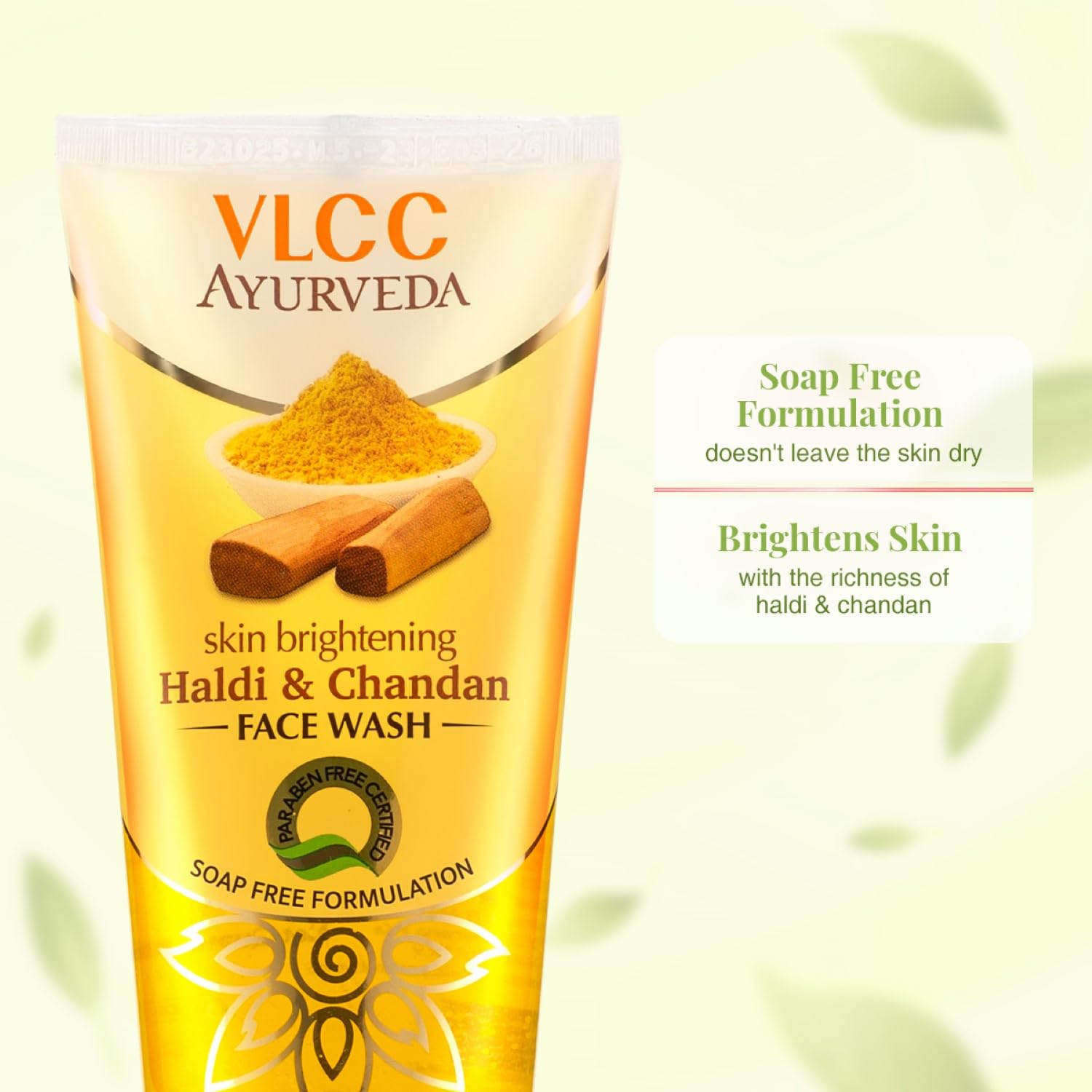 VLCC Ayurveda Skin Brightening Haldi & Chandan Face Wash -100ml- For Skin Brightening. Soap Free, Paraben and Synthetic colorant free.