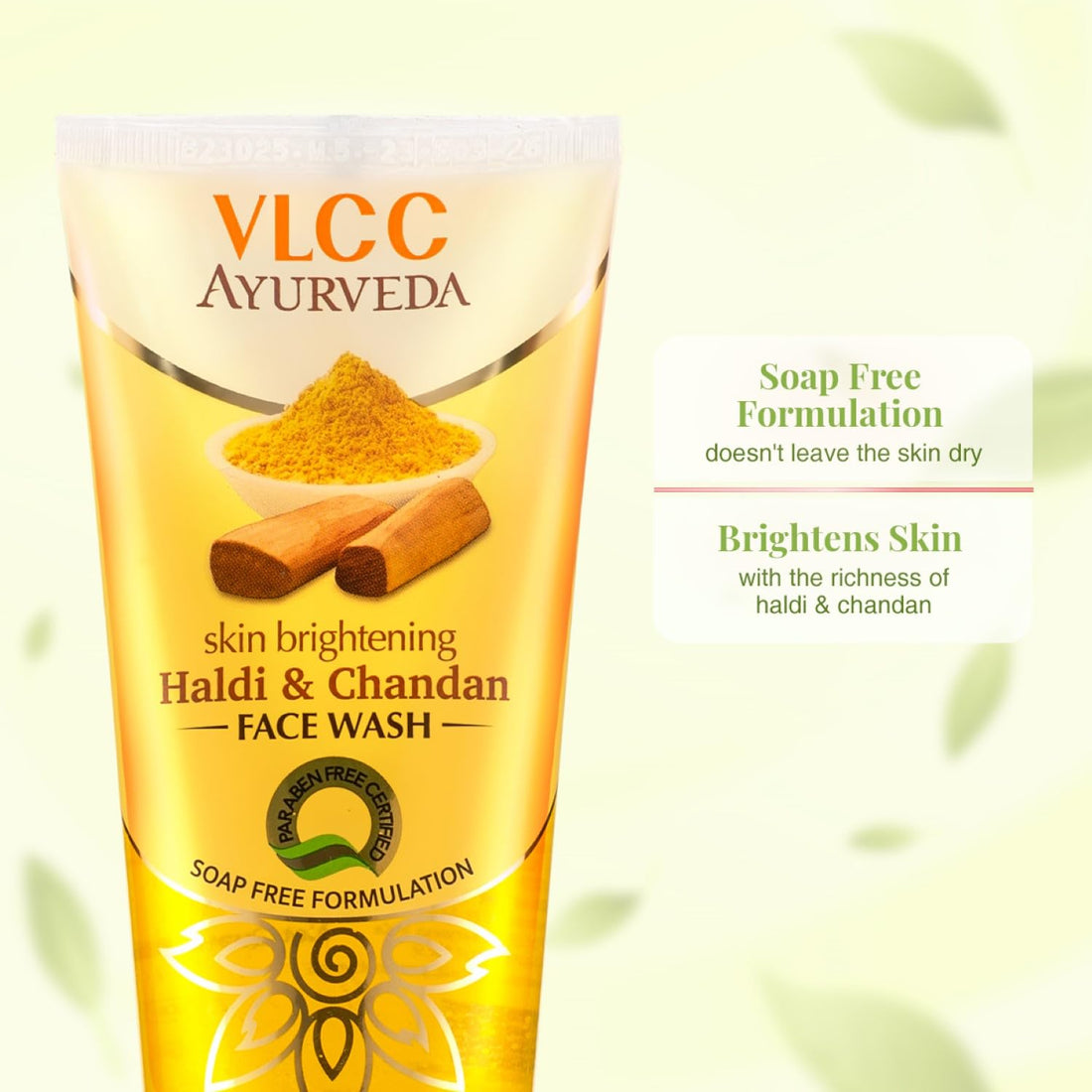 VLCC Ayurveda Skin Brightening Haldi & Chandan Face Wash -100ml- For Skin Brightening. Soap Free, Paraben and Synthetic colorant free.