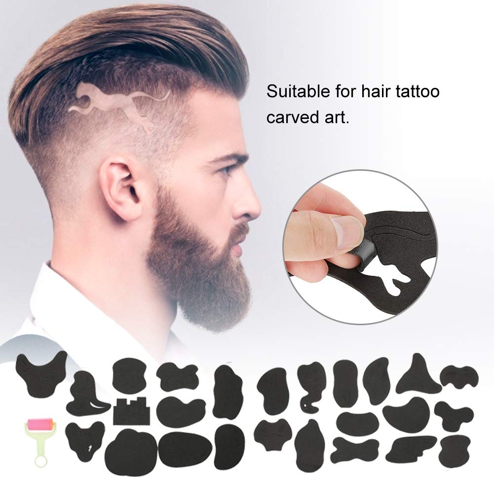 Tattoo Patterns Salon Barber Tools,Hair Tattoo Template Hair Carved 25 Pcs/Set Hair Trimmer Carved Tattoos Patterns Stencil DIY Salon Barber Tools for Men or Women