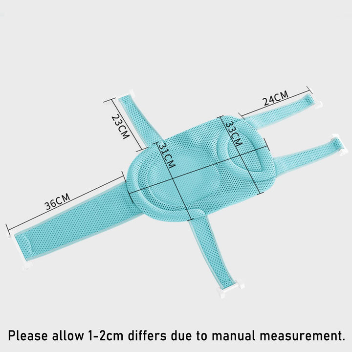 Baby Bath Seat Support Net Soft Headrest Baby Bath Cushion Pad, Breathable Newborn Infant Bathtub Shower Mesh Mat, Adjustable Shower Pad Portable Anti-Slip Bath Sling 0-18 Months, Blue (No Bathtub)
