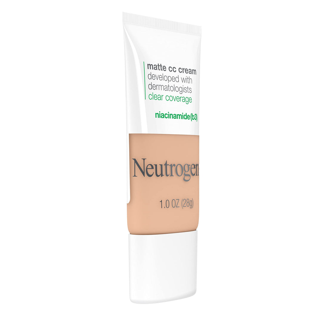 Neutrogena Clear Coverage Flawless Matte CC Cream, Full-Coverage Color Correcting Cream Face Makeup with Niacinamide (b3), Hypoallergenic, Oil Free & -Fragrance Free, Warm Peach, 1 oz