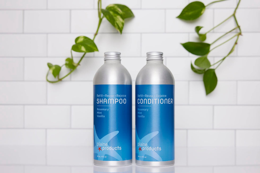 Eco-Friendly Shampoo and Conditioner - Rosemary, Mint, Vanilla - Sulfate Free, 16oz (Refill Bottles)