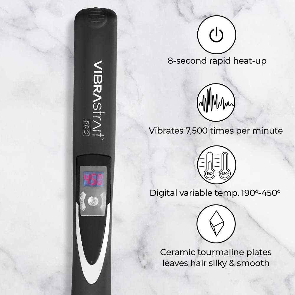 Value Bundle: Vibrastrait PRO 1-inch Vibrating Flat Iron with Travel Case & Travel Size Cloud 9 Shampoo & Conditioner