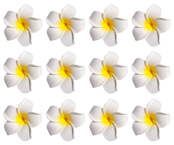 12PCS Women Girls 2.36 Hawaiian Hawaii Bohemia Style Plumeria Foam Flower Hair Clips Decoration Hair Barrette Hairpin For Bridal Wedding Party Beach Holiday (Yellow)