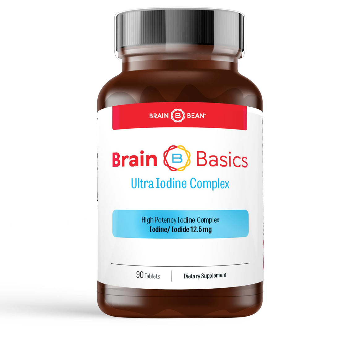 Brain Basics Ultra Iodine Complex Supplement for Thyroid Support, Iodine and Potassium Iodide in One, Iodine Supplement for Thyroid and Brain Health, 12.5 mg Iodine and Potassium Iodide - 90 Tablets