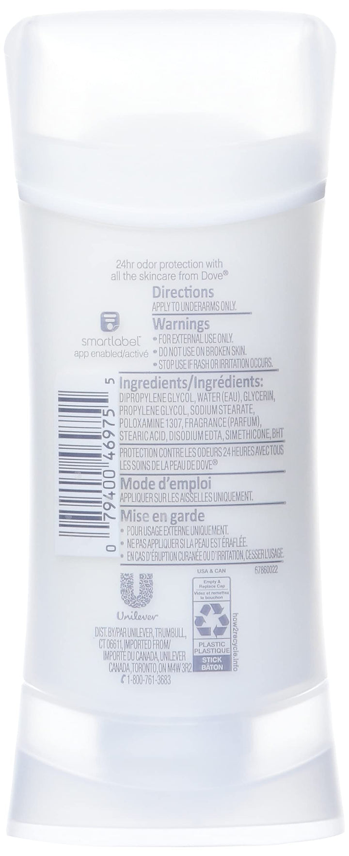 Dove Aluminum-Free Deodorant For Women Sensitive For 24 Hour Alcohol Free Odor Protection Safe for Sensitive Skin 2.6 oz