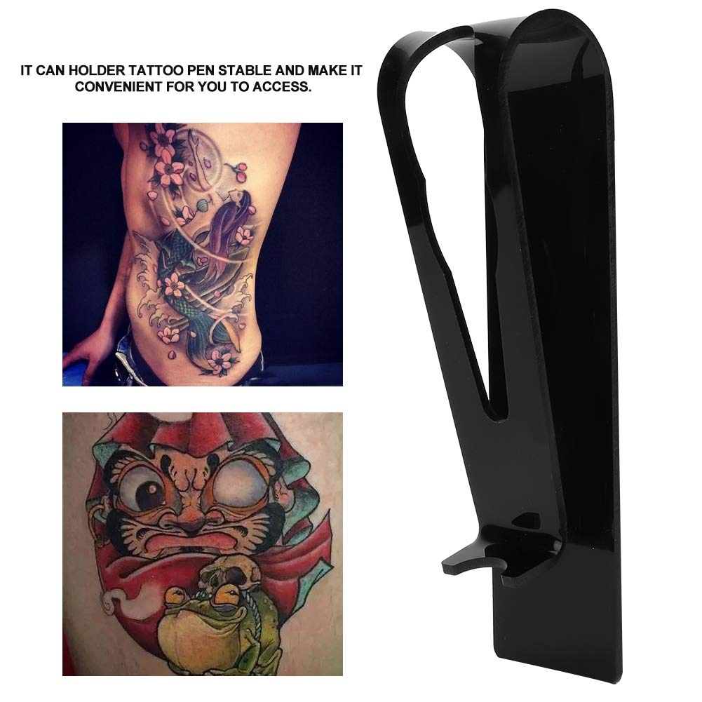 Tattoo Pigment Cup, Tray Frame Holder, Transparent Tattoo Pen Holder Tattoo Machine Holder Tool Holder for Tattoo Tattoo Machine Holder Stand for most Tattoo Machine Guns(black)