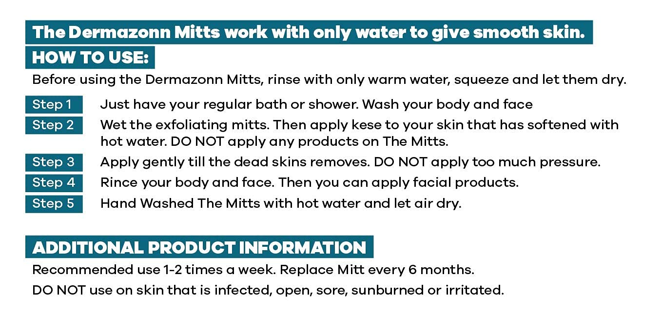 Dermazonn Deep Exfoliating Mitt Body Scrub and Face Scrub – Scrub Mitts for Shower – Turkish Bath hammam Glove – Face Peeling – Turkish Hammam Kese