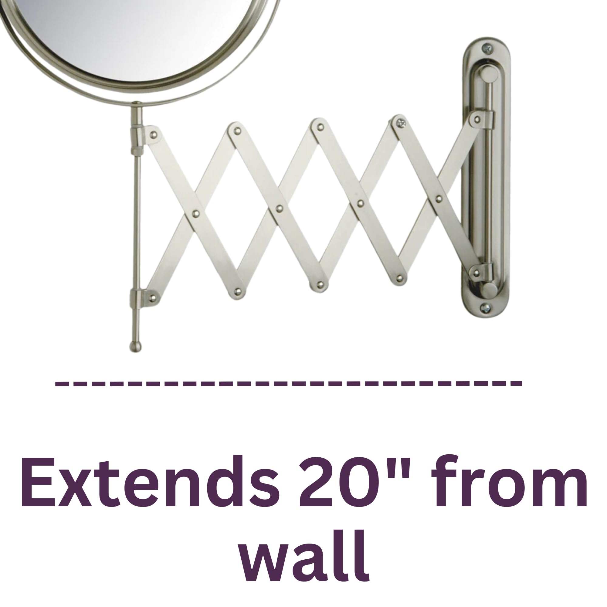 Jerdon JP2027N 8-Inch Wall Mount Makeup Mirror with 7x Magnification, Nickel Finish