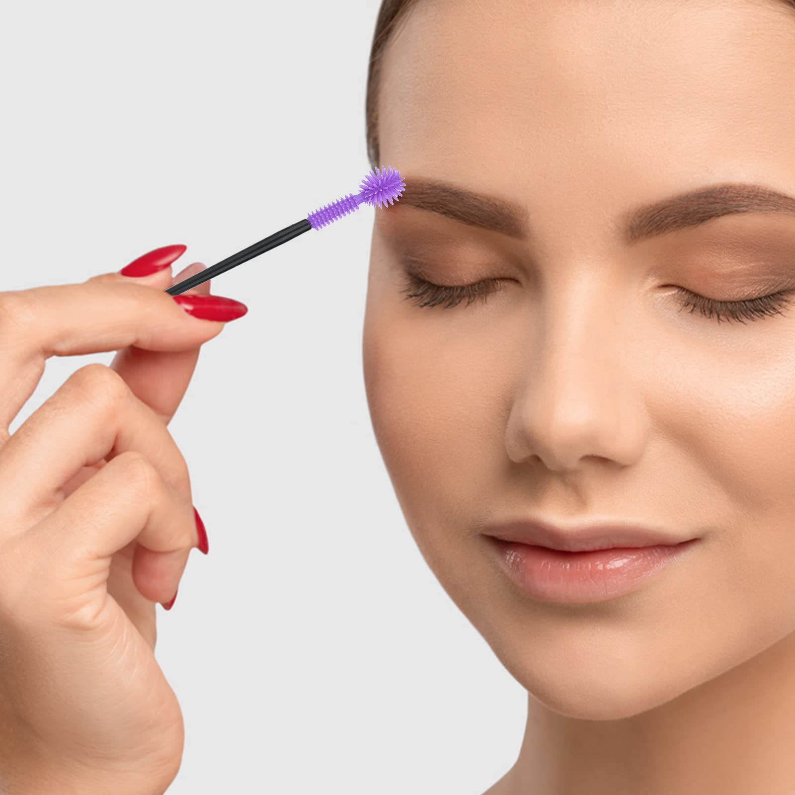 G2PLUS New 50PCS Disposable Silicone Eyelash Mascara Wands Brushes Cosmetic Eyelash Extension Applicators Professional Makeup Tool Set(Ball-shape)