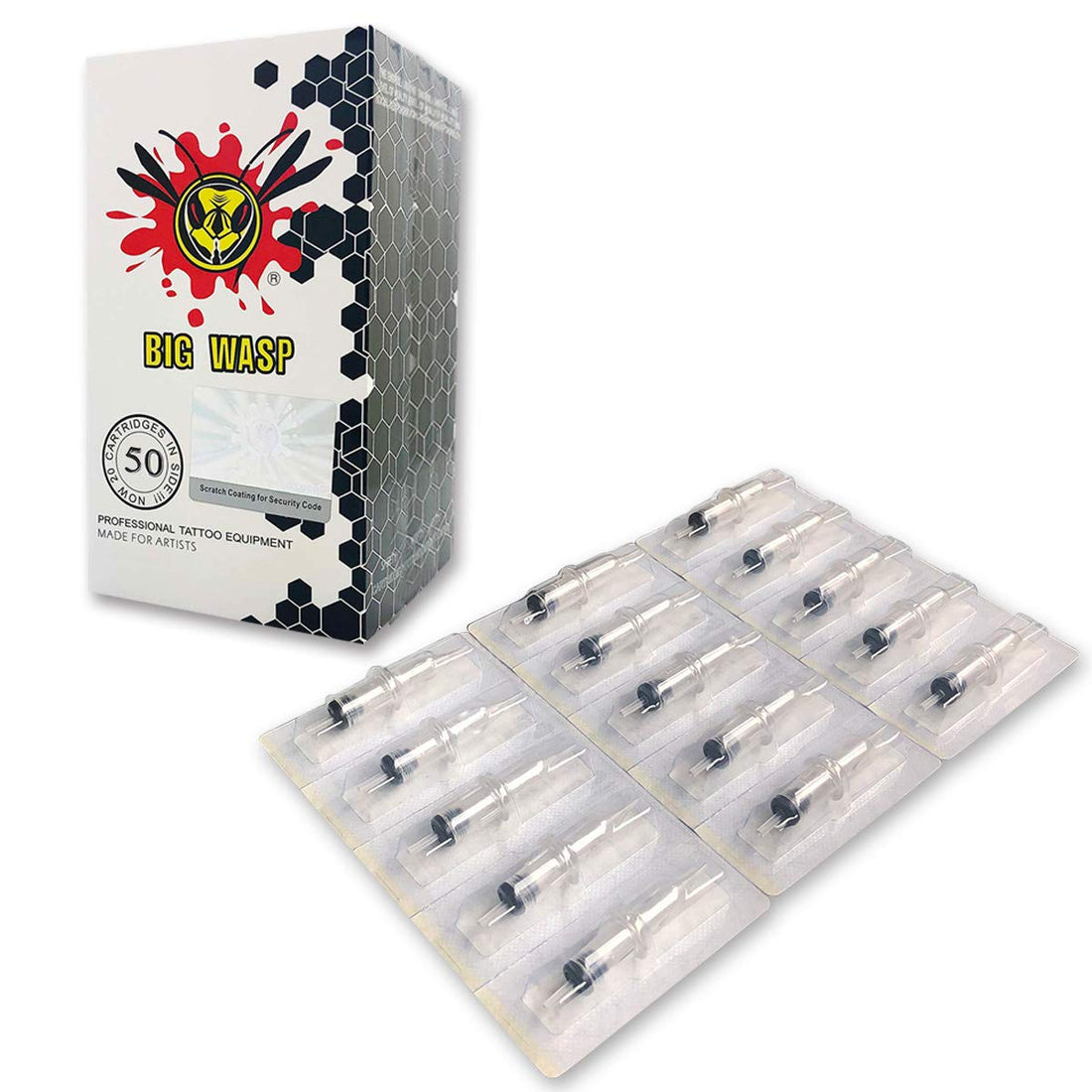 BIGWASP 50pcs Assorted Disposable Cartridge Tattoo Needles Round Liner Mixed 3RL 5RL 7RL 9RL 11RL (50pcs #10 Bugpin RL)