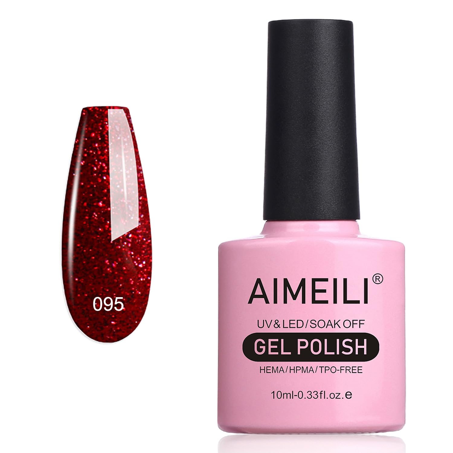 AIMEILI Soak Off UV LED Gel Nail Polish - Heart Break Red (095) 10ml