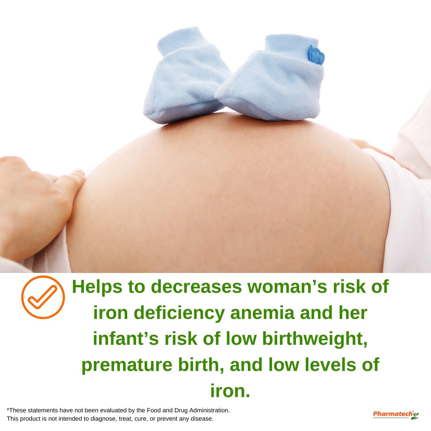 PHARMATECH Folic Acid 800 mcg Plus Iron 27 mg Supplement for Women, Vitamin B9, Folate Prenatal, Fast Absorption, Made in USA, 250 Softgels