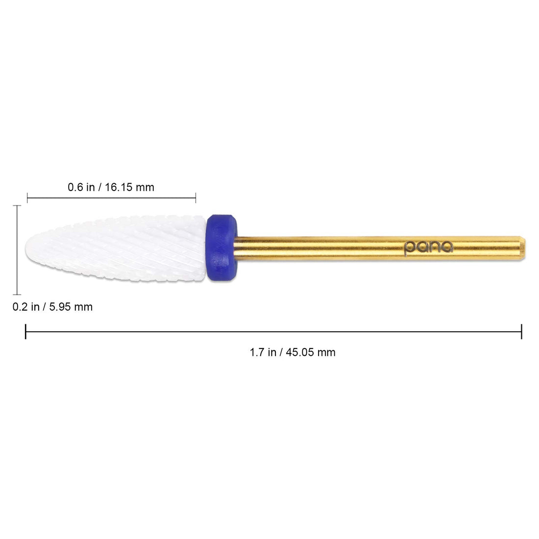 Beauticom Professional USA Ceramic White Flame Cone Shaped Bit Nail Drill (Grit: MEDIUM) 3/32 Shank Size