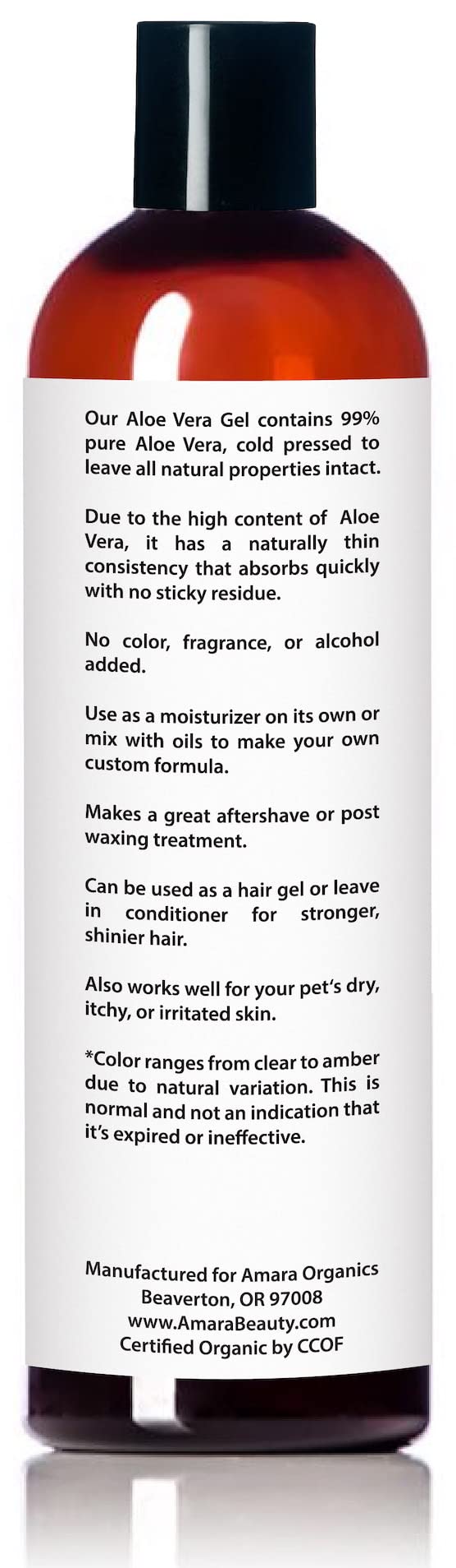 USDA Organic Aloe Vera Gel - For Face, Body, Hair - 100% Pure, After Sun Care