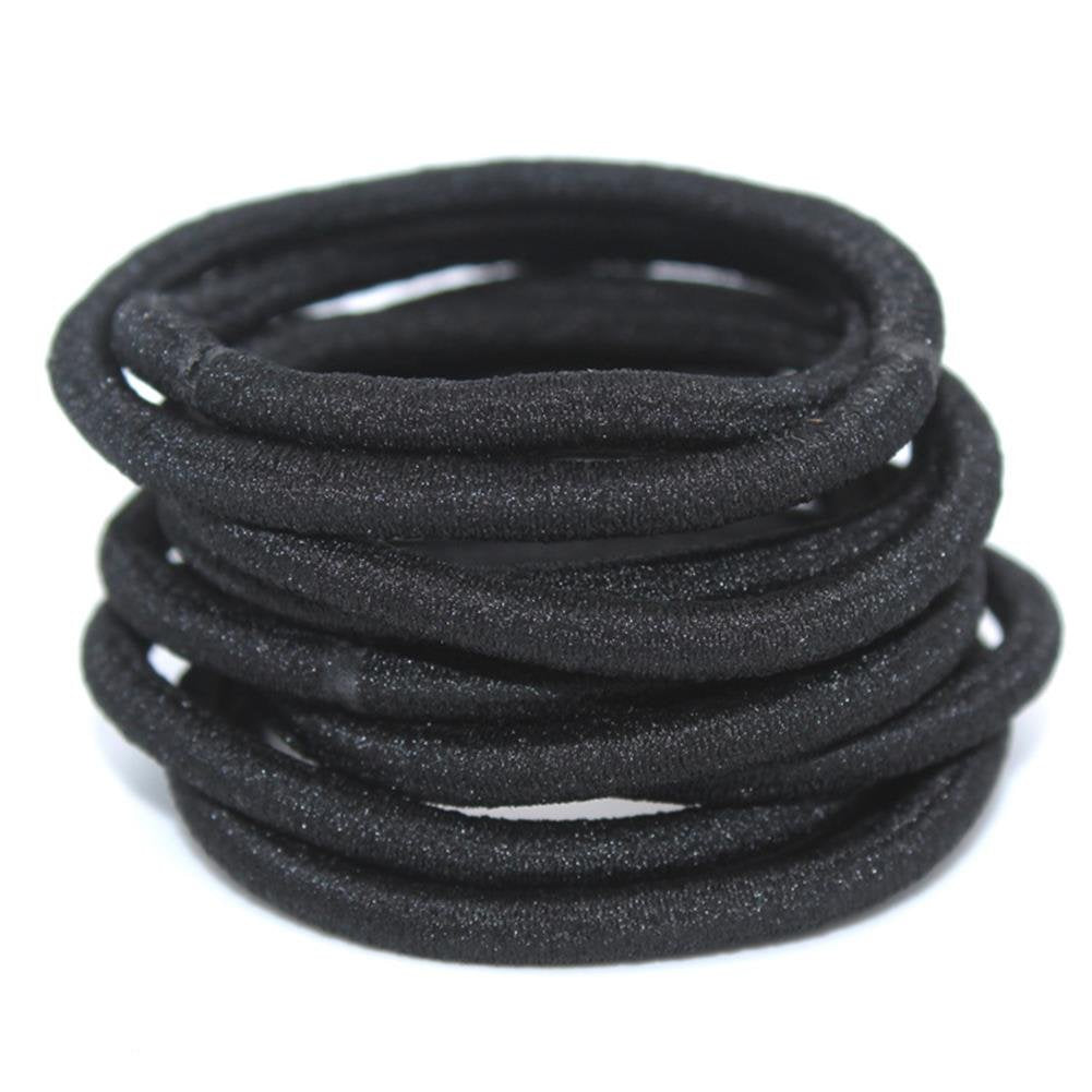 100 Pcs, Black: La Tartelette 4 Mm Elastic Bands Hair Ties Children Rubber Hair Headbands - 100 Pcs (Black)