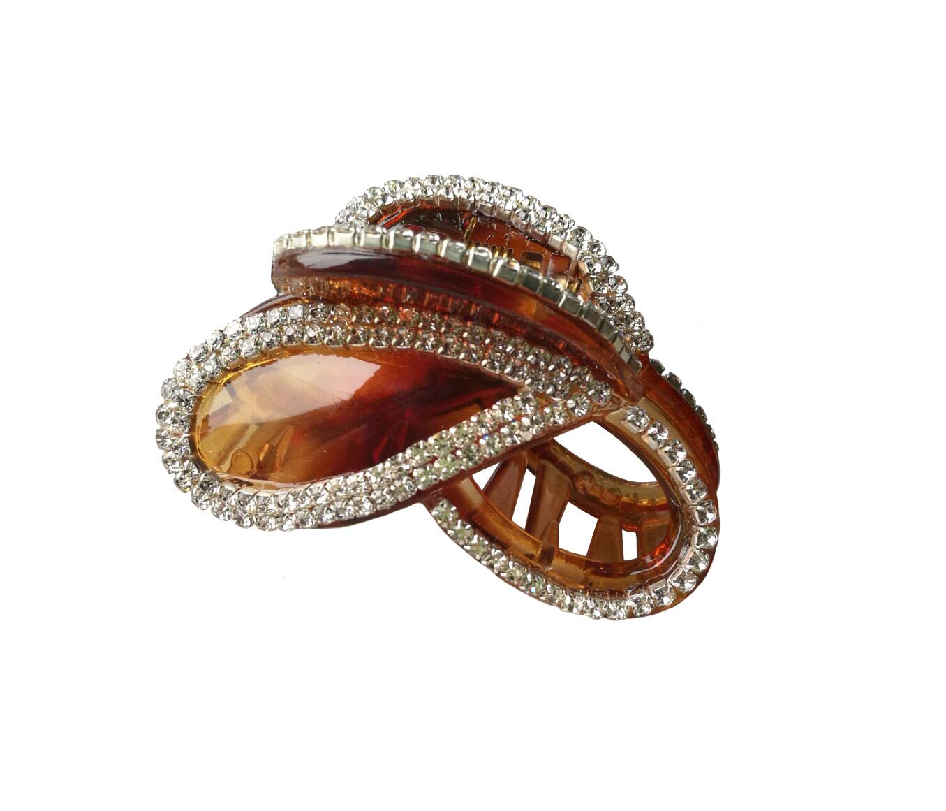 Numblartd Women Simple Exquisite Acrylic Rhinestones Large Fancy Hair Claw Clip - Girls Elegant Butterfly Jaw Clips Hairpin for Thick Hair (Brown)