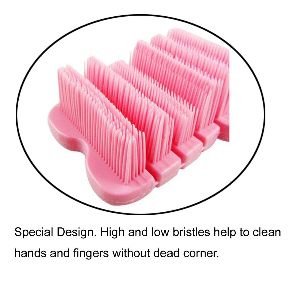 JINCH Nail Scrubber Brush Kids, Finger Nails Scrub Scrubbing Cleaning Brushes with Soft Bristle for Baby Children, Cute Animal Style and 2 Colors Choice (Pink)