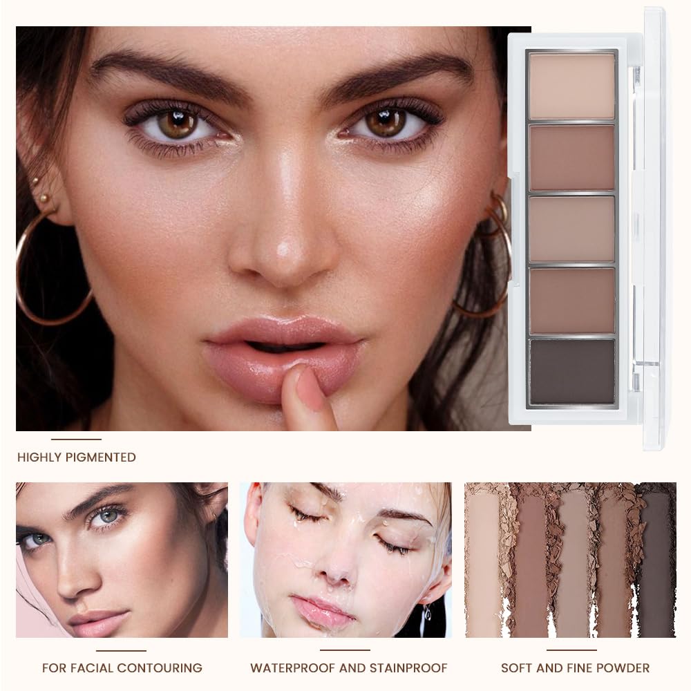 Neutral Nude Brown Eyeshadow Palette Makeup, 5 Colors Velvety Matte Finish, Cool-Toned Nude Taupe Eye Shadows, Natural Everyday to Eye Makeup Looks, for Brown Eyes Long Lasting Naturing-Looking 06#